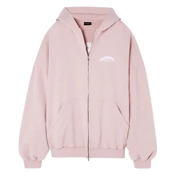 Balenciaga Oversized Pink Printed Cotton Jersey Hoodie Size L - Picture 1 of 5